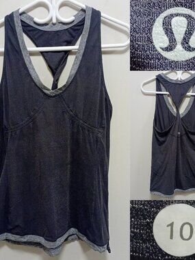 Lululemon Personal Best Singlet Tank Woman's Heathered Gray Top Shirt 10 Large